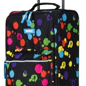 Fortnite 18" Black & Multicolor Spotted Upright Soft Rolling Case Handle Luggage